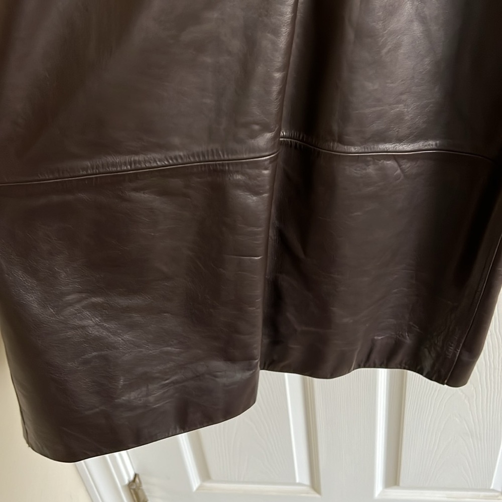 Banana Republic Men’s Brown Button Down Leather Long Coat - Picture 4 of 12